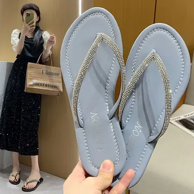 Women Rhinestone Flip Flops Large 2026 Summer