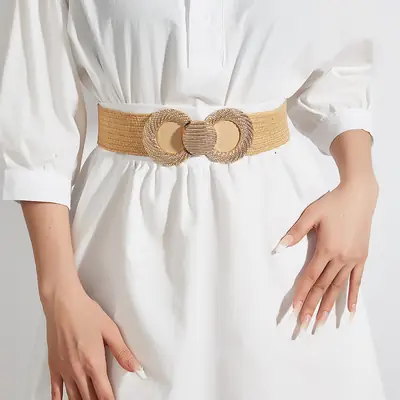 Women's Elastic Waist Belt with Decorative Strap
