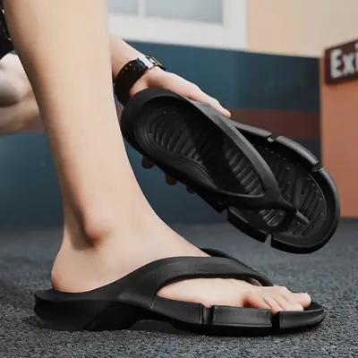 Men's Black Casual Flip Flops Summer Slippers