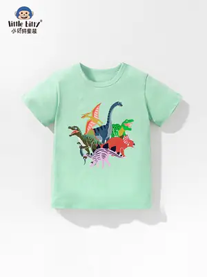 2025 Boys Summer T-Shirt Dinosaur Print Green