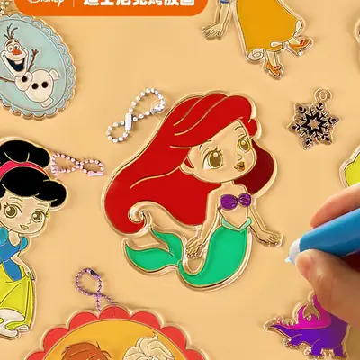 Disney Free Baking Glue Painting Exempting Crystal Girl Handmade DIY Toy Frozen 6 Pigment Filling Wheel Treasure Painting