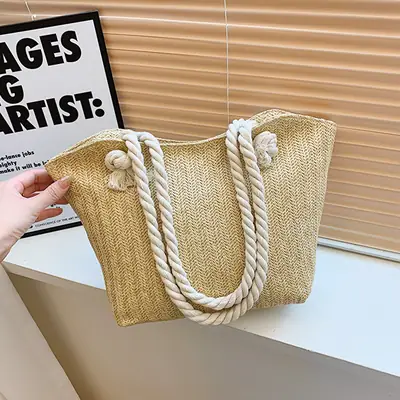 Portable Straw Woven Shoulder Bag New Summer Woven