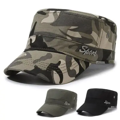 Men's Black Sport Visor Cap with "Sport" Logo