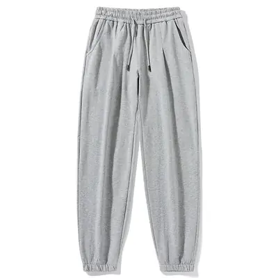 Ultra-thin Summer Thin Pure Cotton Casual Long Pants light gray Loose Straight Pants Men's Sports Pants with Loose Waist