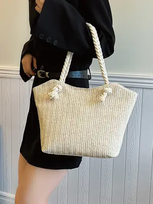 Large Capacity Woven Straw Shoulder Bag 2024