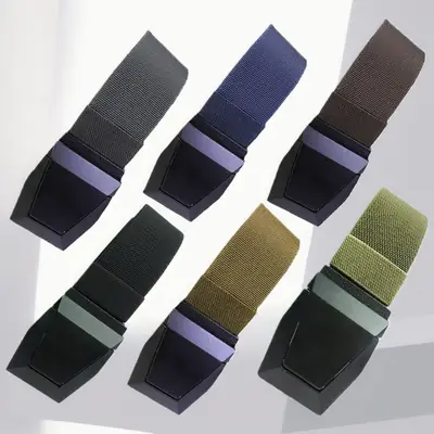 Men's Retractable Elastic Belt with Alloy Buckle, Tactical Belt, Holeless Design, Men's Woven Belt