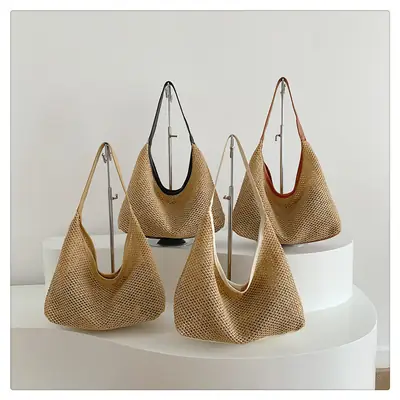 Women's Straw Shoulder Bag Mori Style Large 2024