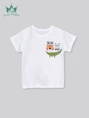 Children's White Short Sleeve T-Shirt 2025 Summer