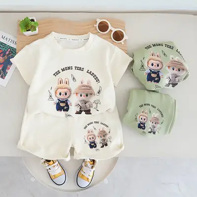 Kids Green Short Sleeve T-Shirt & Shorts Set