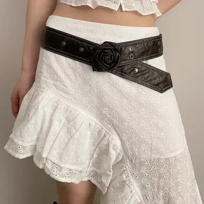 Women's Vintage Rose Belt with Rose Detail
