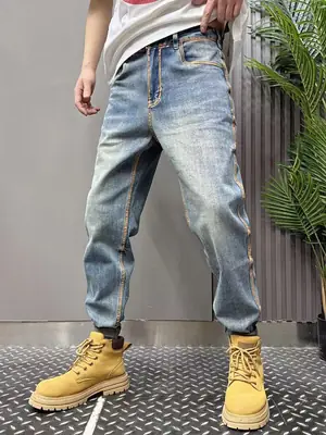 Men Slim Fit Denim Jeans 2024 Summer Trendy
