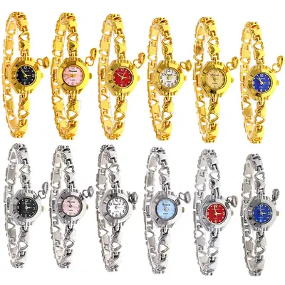 Multi-Color Hollow Love Bracelets Quartz Watch Set