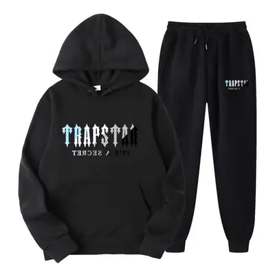 Trapstar Black Hoodie Sweatpants Set for Men Women Fleece Lined