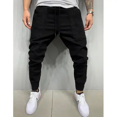 Men Black Jogger Pants Summer Casual European Size