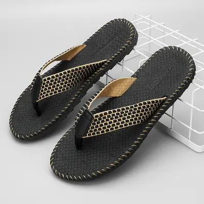 Vietnam Black Woven Flip Flops for Men