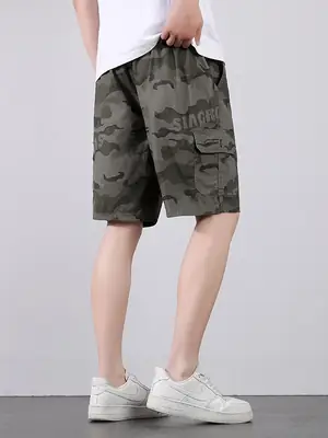 Men Camo Cotton Shorts Summer Beach Wear