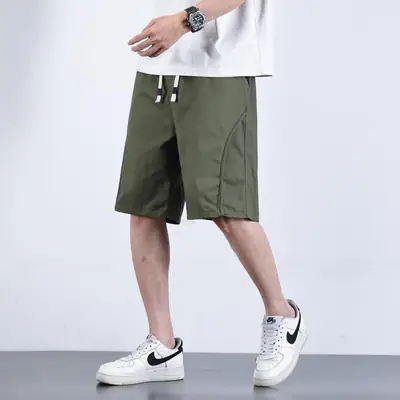 Men Army Green Shorts Mid-Length Functional Summer Wear
