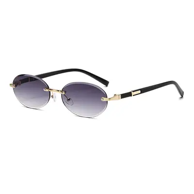 Cut Edge Oval Sunglasses Purple Gold Frame 2024