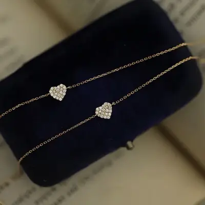 925 Silver Plated Zircon Heart Adjustable Bracelet