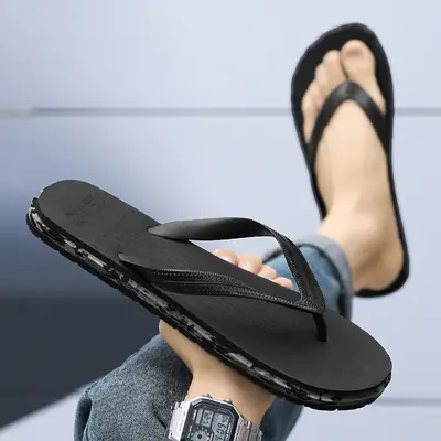 Men's Black Flip Flops Lightweight Casual Summer