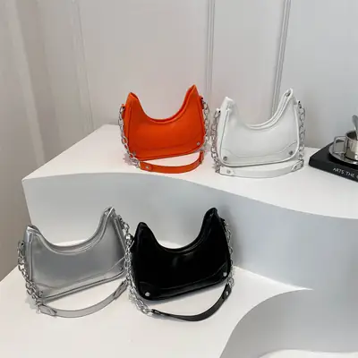 White Chain Shoulder Bag for Women Summer 2024