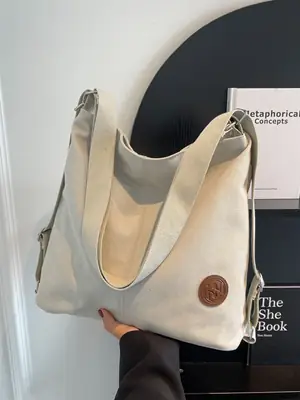 Women's Black Canvas Shoulder Bag 2026