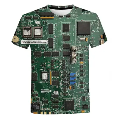 2024 Men 3D Printed Blue Circuit Board T-Shirt
