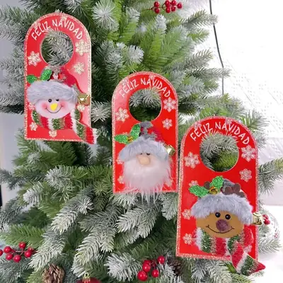 Santa Claus Snowman Christmas Door Handle Decoration