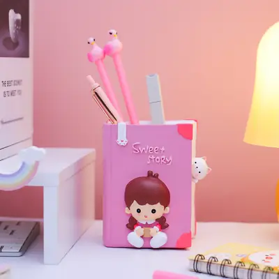 Cute Cartoon Pen Holder for Girls & Students