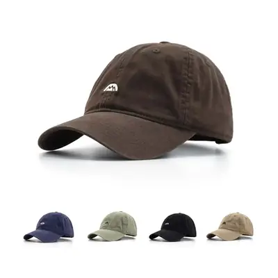 Men's Brown Cotton Baseball Cap with Sunshade