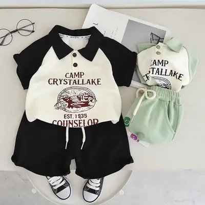 Baby's White Black Two-Piece Summer Suit