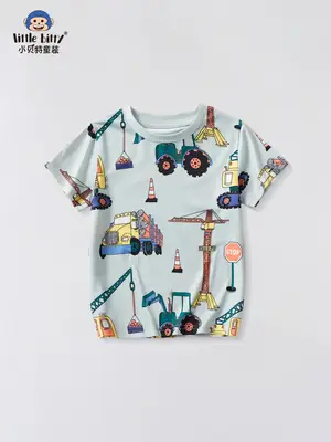 Boys Gray Cartoon Car T-Shirt Short Sleeve 2025