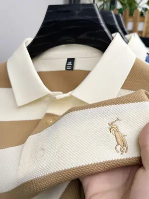 POLO Shirt Men's Summer New Short-sleeved T-shirt Striped Casual All-match Top for Young and Middle-aged Fashion Short T Men