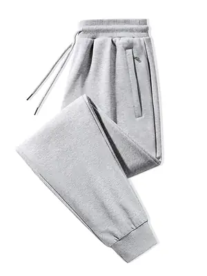 Summer Solid Color Cotton Sweatpants for Men, Casual Pants, Plus Size, Loose Straight-Leg Jogger Pants