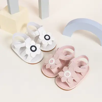 2024 summer new baby shoes flower pattern baby sandals rubber sole breathable toddler shoes baby shoes