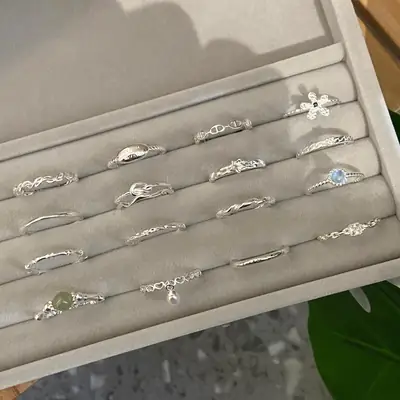 Korean New Product 925 Sterling Silver Plain Ring for Women, Light Luxury Niche Ins-Style High-End Adjustable Open Ring
