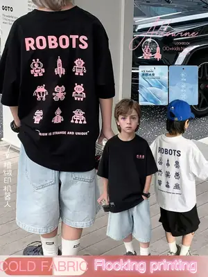 2024 Boys Summer Dress Korean Style Crewneck T-Shirt