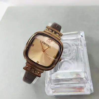 Women's Niche Dial Luxury Watch with Brown Strap