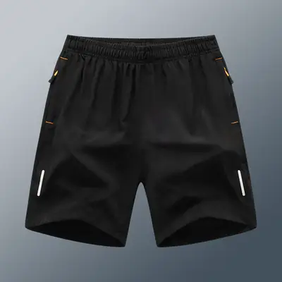 Men Black Ice Silk Shorts Plus Size Running Sports Loose Casual Pajama Pants