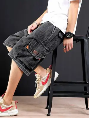 Japanese Style Denim Shorts for Men Casual 5-Piece