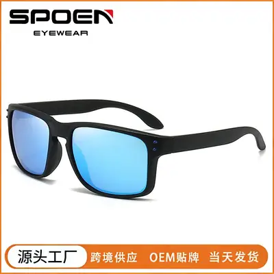 Men Polarized Sunglasses Black Blue Lens Outdoor Driving Cycling