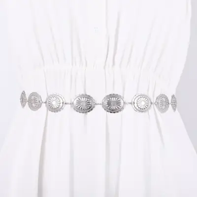 Vintage Hook Adjustable Women's Metal Belt with Four Optional Ends