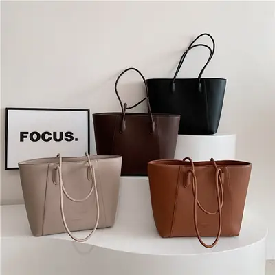 Large Capacity Vintage Bucket Bag 2024 Solid Color