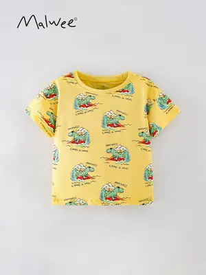 Malwee Boys T-Shirt Yellow Summer Casual Print