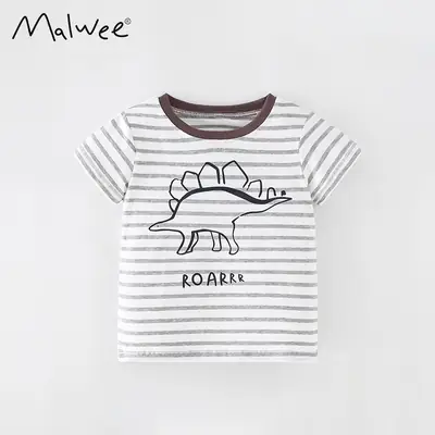 Malwee Boys Striped T-Shirt Summer Roarrr Design