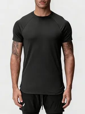 Men Black Short Sleeve T-Shirt American Style