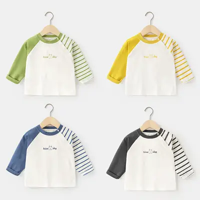 Baby Long Sleeve T-Shirt Green White Striped Spring