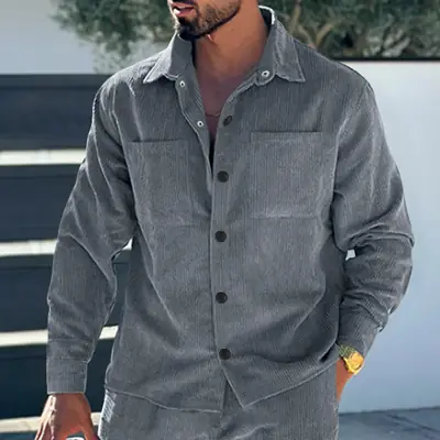 Men's Slim Fit Corduroy Shirt 2024 Multi Color