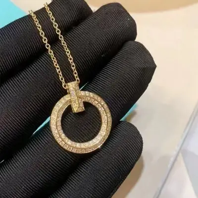 Gold Clavicle Ring Necklace for Women European American