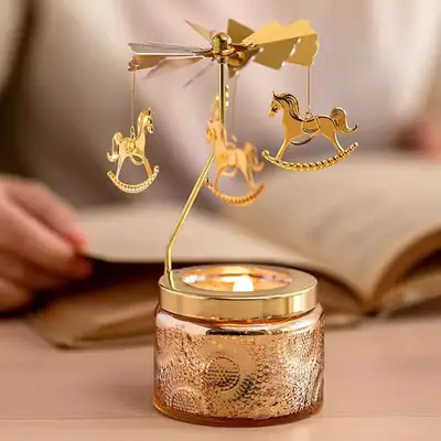 Rotating Candle Holder Scented Candle Soy Wax Birthday Candle Gift Atmosphere Decorative Ornaments Fragrance Souvenir